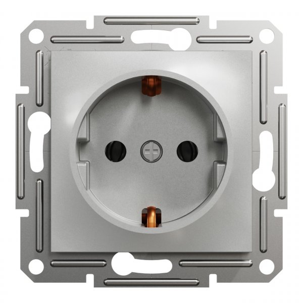 EPH2900161 Розетка с заземлением алюминий Asfora Schneider Electric