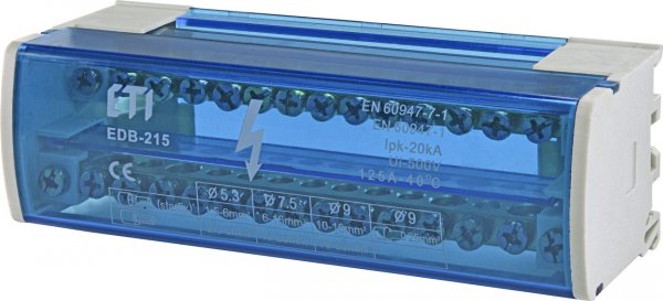 Блок розподільчий EDB-215 2p L+PE/N 125A (15 виходів), 1102302 ETI