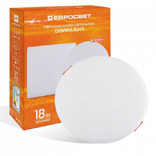 Світильник точковий врізний ЕВРОСВЕТ 18Вт коло LED-R-120-18 4200К без рамки 000057946
