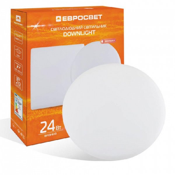 Светильник точечный врезной ЕВРОСВЕТ 24Вт круг LED-R-170-24 4200К без рамки 000057948