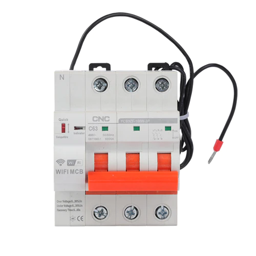 Модульный автоматический выключатель YCB9ZF-100W-3P 63A 6кА D с блоком дистанционного (wi/fi) управления CNC