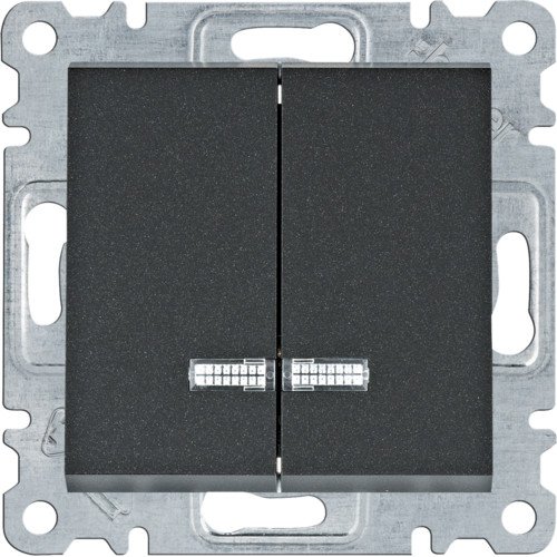 WL0243 Выключатель с подсветкой 2-клавишный Lumina черный 10АХ/230В Hager