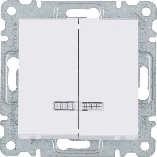 WL0240 Выключатель с подсветкой 2-клавишный Lumina белый 10АХ/230В Hager