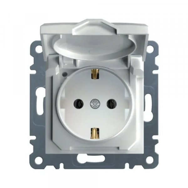 WL1150 Розетка с з/к с крышкой Lumina белая 16А/230В Hager