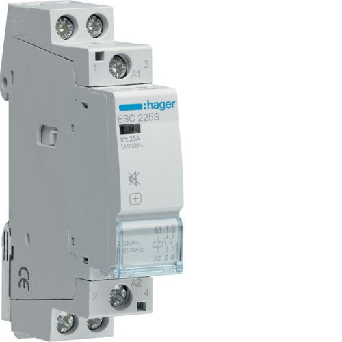 Контактор бесшумный Hager ESC225S 25A 230В 2НО