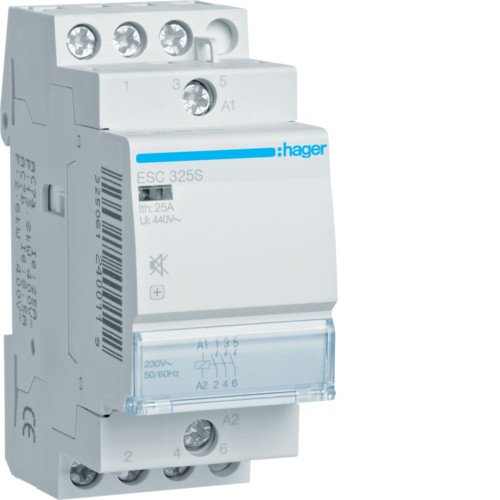 Контактор бесшумный Hager ESC325S 25A 230В 3НО
