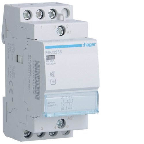 Контактор бесшумный Hager ESC326S 25A 230В 3НЗ