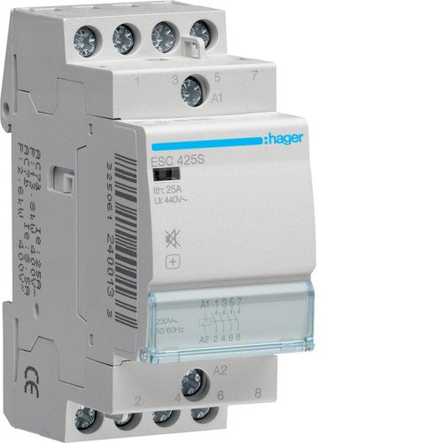 Контактор бесшумный Hager ESC425S 25A 230В 4НО