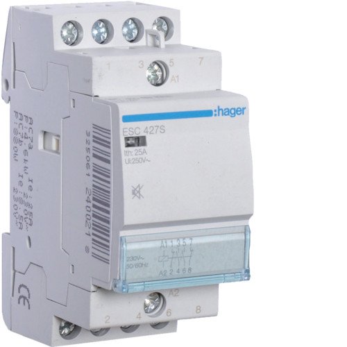 Контактор безшумний Hager ESC427S 25A 230В 2НВ+2НЗ