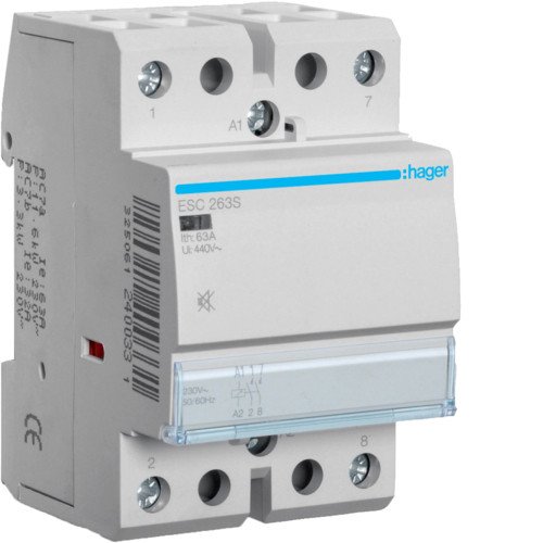 Контактор безшумний Hager ESC263S 63A 230В 2НВ