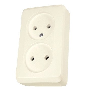 WDE001140 Розетка двойная без заземления Prima кремовая Schneider Electric