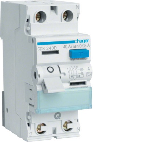 Диференціальне реле (ПЗВ) QC 2P 40A 30mA тип A CDS240D Hager