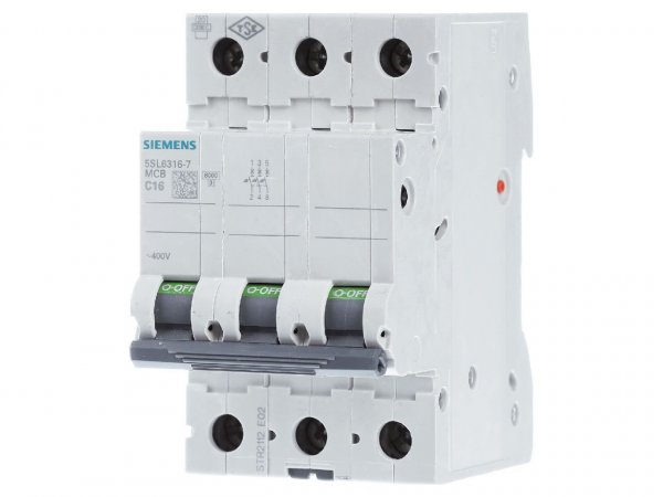 Автоматичний вимикач SIEMENS 400V 6кА 3-пол. C 16A 5SL6316-7