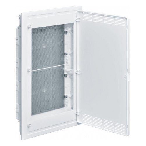 VF418PZF Щит 4-рядний GOLF для мультимедійного обладнання, внутрішній монтаж, білі пластикові перфоровані двері, Hager