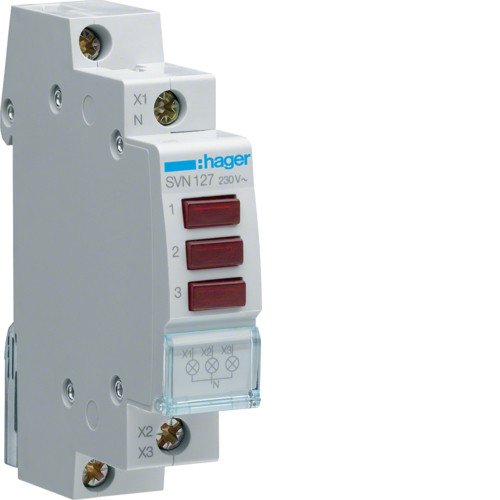 SVN127 Индикатор тройной LED 230В 3 красных Hager