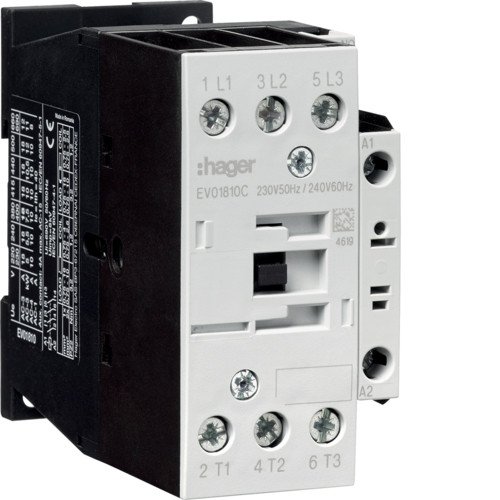 EV01810C Контактор корпусный 3P+1НО катушка 230В-АС 18А AC-3 Hager