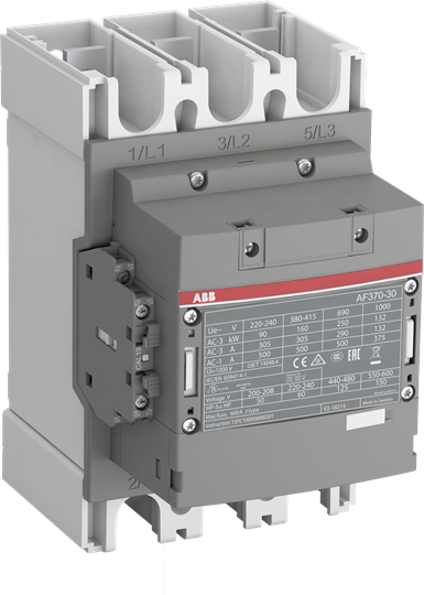 Контактор AF370-30-11-13 370А 3Р 1НО+1НЗ катушка 100-250B AC/DC, 200кВт, 380-400В АС-3, 1SFL607002R1311 ABB