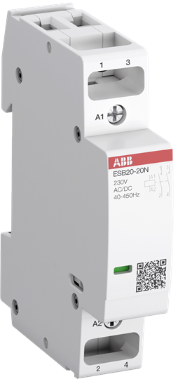 Модульний контактор ESB20-20N-06 2P 20A 2NO 230B AC/DC ABB 1SBE121111R0620