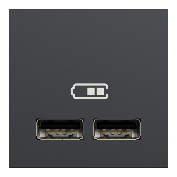 NU341854 Unica New Розетка USB двойная 2.1А 2 модуля антрацит Schneider