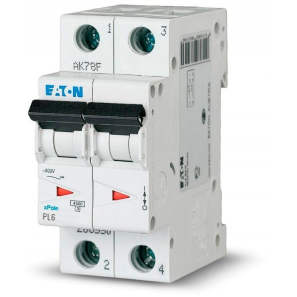Автоматический выключатель PL6-C2/2 C 2P 2A 6kA Eaton 286562