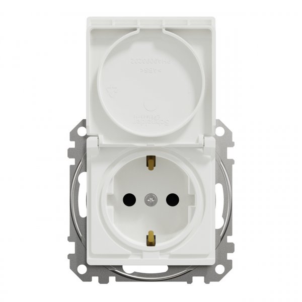 SDD111024 Розетка з заземленням зі шторками та кришкою білий Sedna Design Schneider Electric