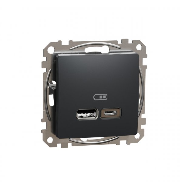 SDD114402 USB розетка тип A+C 2,4A черный Sedna Design Schneider Electric