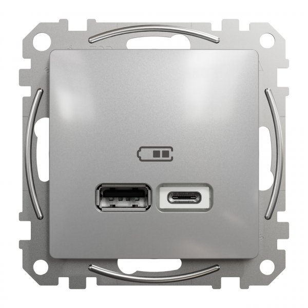SDD113402 USB розетка тип A+C 2,4A алюміній Sedna Design Schneider Electric