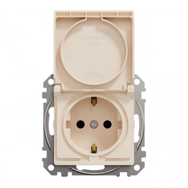 SDD112024 Розетка з заземленням зі шторками та кришкою бежевий Sedna Design Schneider Electric