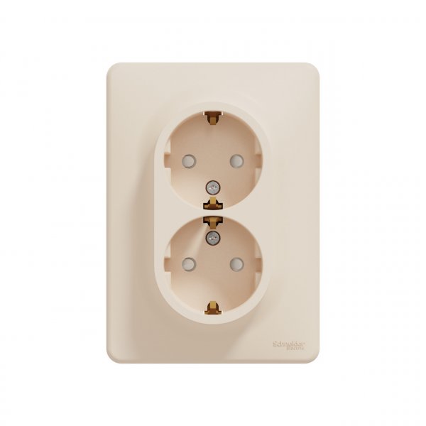 SDD312221 Подвійна розетка з заземленням, зі шторками бежевий Sedna Design Schneider Electric