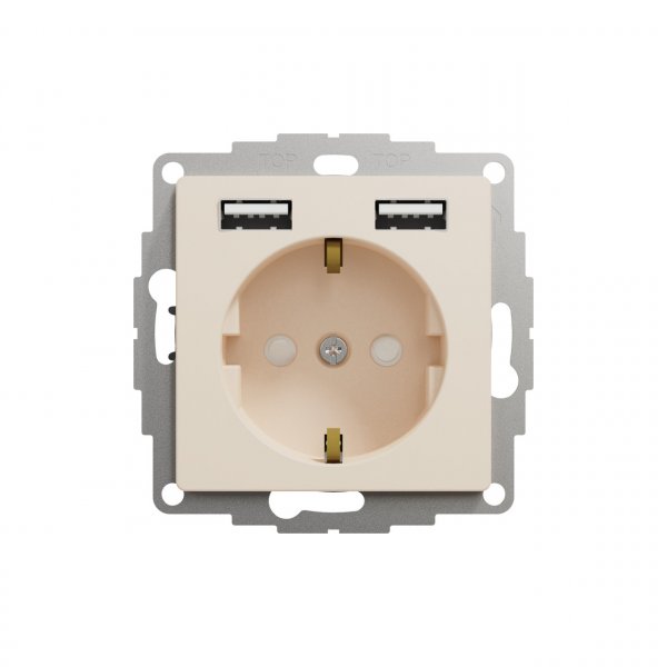 SDD112052 Розетка з заземленням + 2 USB тип А бежевий Sedna Design Schneider Electric