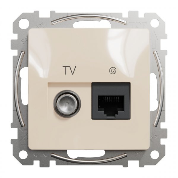 SDD112469T Розетка RJ45 категорія 6 UTP -TV бежевий Sedna Design Schneider Electric