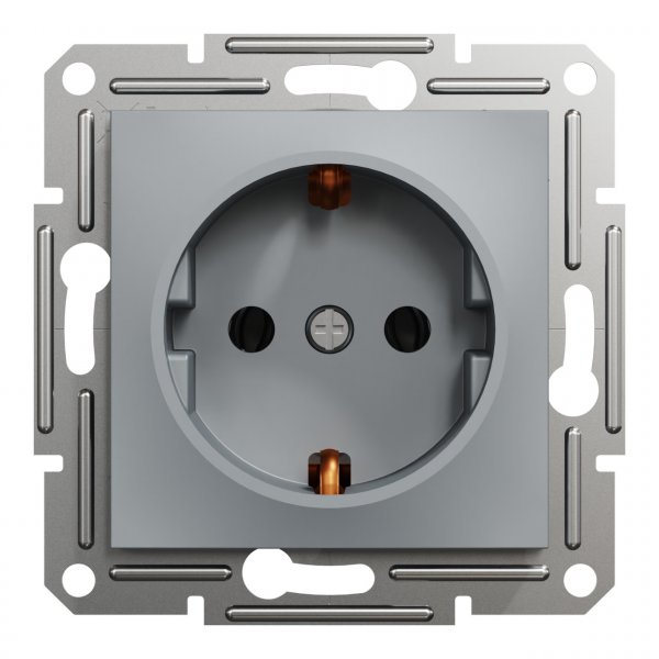 EPH2900162 Розетка з заземленням сталь Asfora Schneider Electric