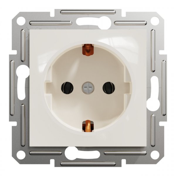 EPH2970123 Розетка с заземлением без рамки крем Asfora Schneider Electric