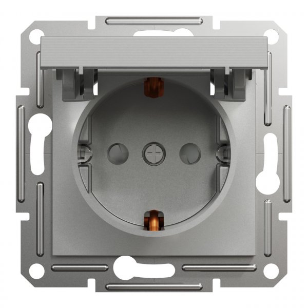EPH3100161 Розетка с крышкой и заземлением алюминий Asfora Schneider Electric