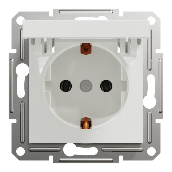 EPH3170121 Розетка с крышкой и заземлением без рамки белый Asfora Schneider Electric