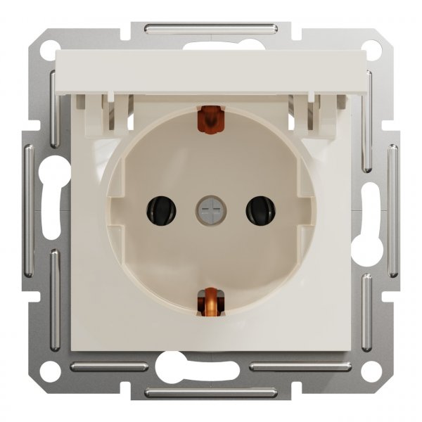 EPH3170123 Розетка с крышкой и заземлением без рамки крем Asfora Schneider Electric