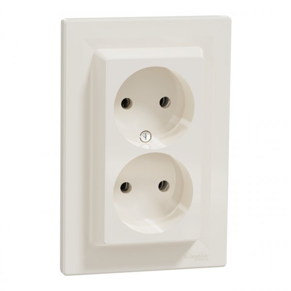EPH9700123 Розетка двойная без заземления крем Asfora Schneider Electric