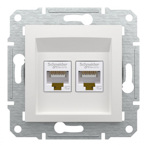EPH4470121 Розетка компьютерная двойная cat.5e UTP RJ45 без рамки белый Asfora Schneider Electric