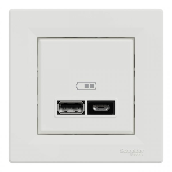 EPH2700321 USB розетка тип А+С 2,4A біла Asfora Schneider Electric