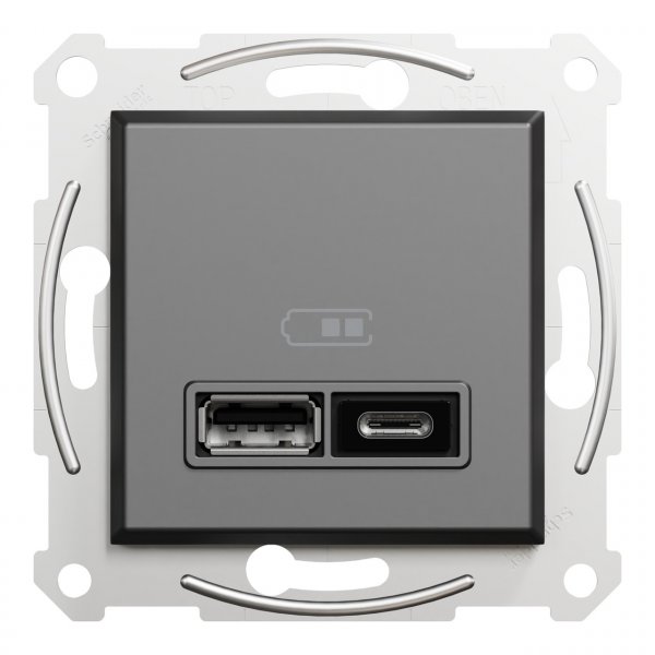 EPH2700371 USB розетка тип А+С 2,4A антрацит Asfora Schneider Electric