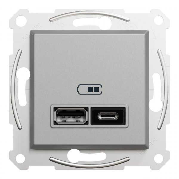 EPH2700361 USB розетка тип А+С 2,4A алюминий Asfora Schneider Electric