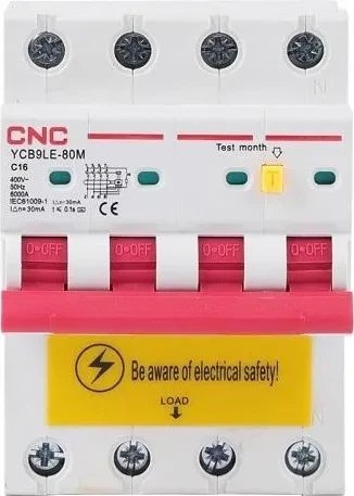 Дифференциальный выключатель YCB9LE-80M 32A 3Р+N 30mA 6kA С CNC