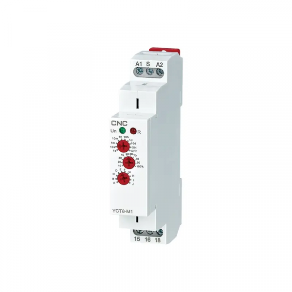 Модульне реле витримки часу багатофункціональне YCT8-M1 AC/DC 12-240В, 1 С/О - 16А АС1 250В / DC 24 CNC