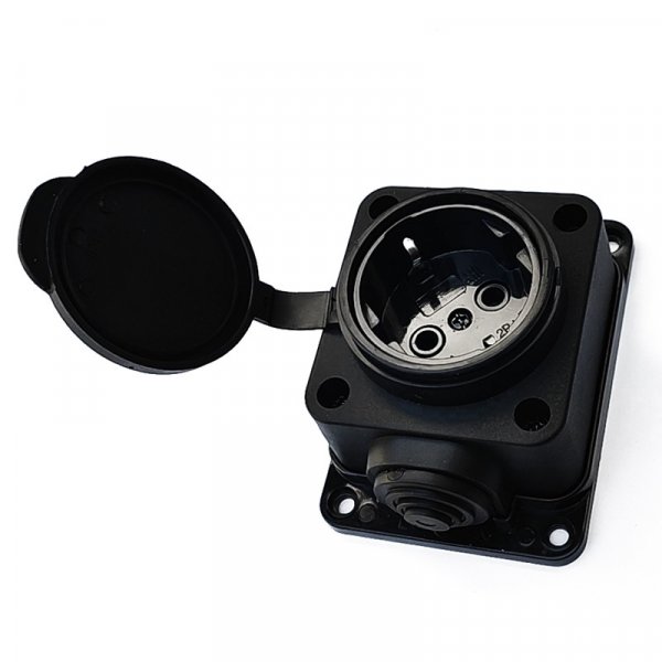 Розетка одноместная с защитной крышкой з/к РС-К112 2P+PE, 16А, 250В, IP44, ElectrO