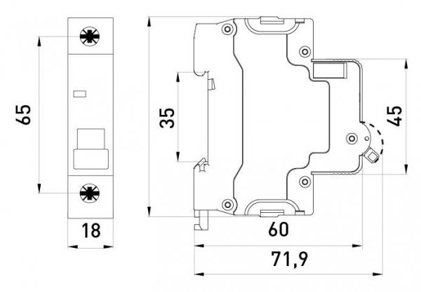 S081001 Модульный автоматический выключатель e.mcb.stand.60.DC.1.C1, 1р, 1А, C, 6кА, DC