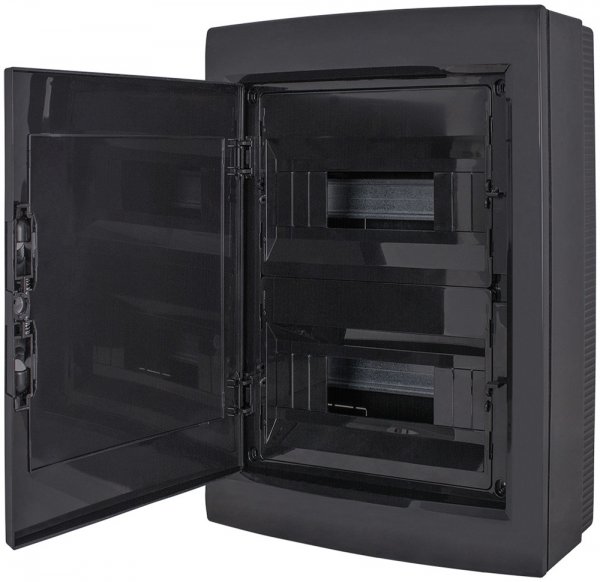 CP32924B Корпус пластиковий на 24 модулів e.plbox.pro.n.24b.black навісний, чорний з непрозорими дверцятами IP40