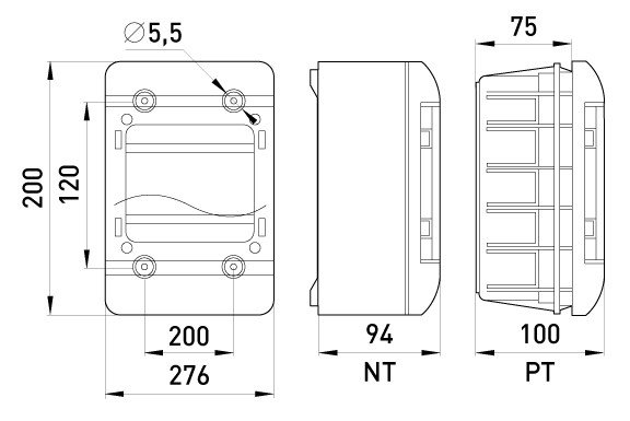 6663-213непр Корпус пластиковый, навесной (NT) 13-модульный, однорядный, IP 55, с непрозрачной дверцей