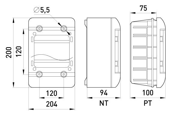 6667-109непр Корпус пластиковий, що вбудовується (PT) 9-модульний, однорядний, IP 30, з непрозорими дверцятами