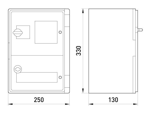 CP5201 Корпус удароміцний з АБС-пластика e.plbox.250.330.130.1f.2m.blank, 250х330х130мм, IP65 під 1- фазний лічильник та 2 модулі