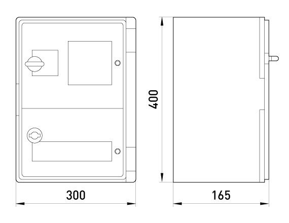 CP5212 Корпус удароміцний з АБС-пластика e.plbox.300.400.165.1f.15m.tr, 300х400х165мм, IP65 з прозорими дверцятами, 1ф 24 модуля